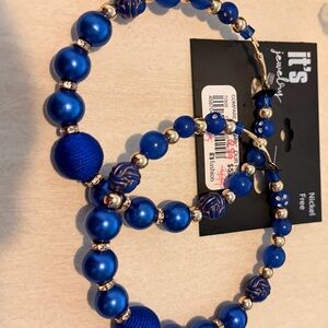 It's Fashion Blue and Silver Beaded Earrings